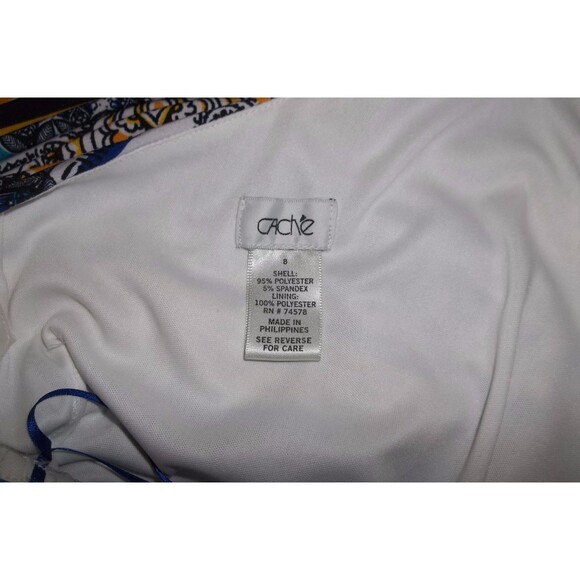 CACHE Multi-Color Floral/Abstracts Print One Shoulder Jersey Knit Dress Size 8 - Picture 5 of 5